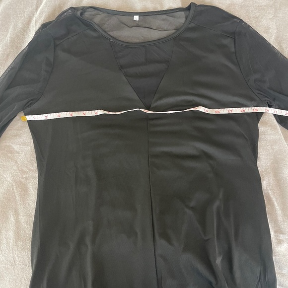 Ladies black long sleeved top with mesh cut outs - Picture 4 of 5